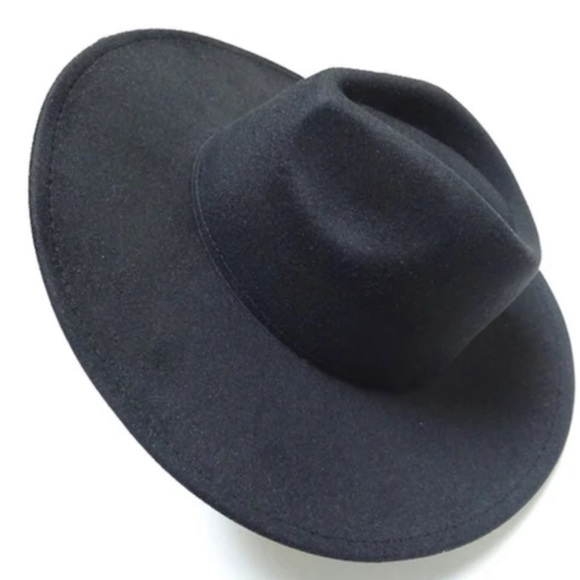 Wide Brim Faux Wool Fedora Hat - Picture 3 of 4